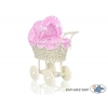Creme Weidengeflecht Puppenwagen Bettwäsche Rosa Punktmuster nr 101699-736
