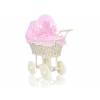 Creme Weide Retro Puppenwagen Rattangeflecht Bettwäsche Rosa Punktmuster nr 101699-553