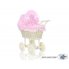 Creme Weide Retro Puppenwagen Rattangeflecht Bettwäsche Rosa Punktmuster nr 101699-553