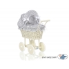 Creme Weide Vintage Puppenwagen Bettwäsche Grau mit Weiß Punktmuster nr 101699-583