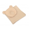 Decke mit Kissen Bär für Moseskorb 2tlg - beige