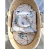 Decke mit Kissen Teddybär für Moseskorb 2tlg - Blue birds