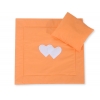 Decke und  Kissen Babywagen Set 2tlg - Hängende Herzen orange