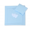 Decke und  Kissen Kinderwagen Set 2tlg - Hängende Herzen blau