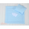 Decke und  Kissen Kinderwagen Set 2tlg - Hängende Herzen blau