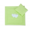 Decke und  Kissen Kinderwagen Set 2tlg - Hängende Herzen grün