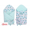 Doppelseitiges Baby Nestchen mit Schleife - Igel mint