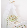 Doppelseitiges Bettwäsche Set 5-tlg mit Moskitonetz - Faultiere beige/grün