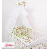 Doppelseitiges Bettwäsche Set 5-tlg mit Moskitonetz - Faultiere beige/grün