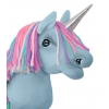 Einhorn Steckenpferd Blau mit bunter Mähne - A4 bunt