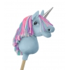 Einhorn Steckenpferd Blau mit bunter Mähne - A4 bunt