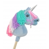 Einhorn Steckenpferd mit bunter Mähne - blau A4 minze