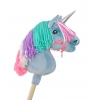 Einhorn Steckenpferd mit bunter Mähne - blau A4 minze