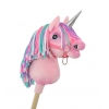 Einhorn Steckenpferd mit bunter Mähne - pink A4 bunt