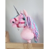 Einhorn Steckenpferd mit bunter Mähne - pink A4 bunt