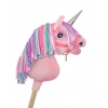 Einhorn Steckenpferd mit bunter Mähne - pink A4 bunt
