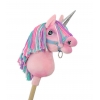 Einhorn Steckenpferd mit bunter Mähne - pink A4 bunt