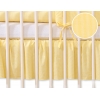 Fest gefaltete Rüsche für Babybett 140x70 cm - Hängende Herzen gelb gestreift