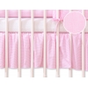 Fest gefaltete Rüsche für Babybett 140x70 cm - Hängende Herzen rosa gestreift