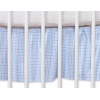 Fest gefaltete Rüsche für Babybett 140x70cm - Hängende Herzen blau kariert