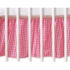 Fest gefaltete Rüsche für Babybett 140x70cm - Hängende Herzen dunkel rosa kariert