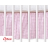 Fest gefaltete Rüsche für Babybett 140x70cm - Hängende Herzen rosa kariert