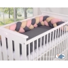 Geflochtene Bettumrandung für Babybett - beige-anthrazit-altrosa