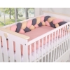 Geflochtene Bettumrandung für Babybett - beige-anthrazit-altrosa