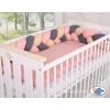 Geflochtene Bettumrandung für Babybett - beige-anthrazit-altrosa