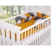 Geflochtene Bettschlange für Babybett - grau-honiggelb-anthrazit