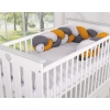 Geflochtene Bettschlange für Babybett - grau-honiggelb-anthrazit
