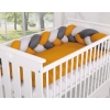 Geflochtene Bettschlange für Babybett - grau-honiggelb-anthrazit