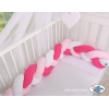 Pink Geflochtene Bettschlange für Babybett - weiß-dunkelrosa - rosa