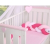 Pink Geflochtene Bettschlange für Babybett - weiß-dunkelrosa - rosa