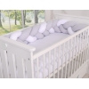 Geflochtene Bettschlange für Babybett - weiß - grau 180 cm