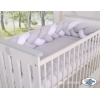 Geflochtene Bettschlange für Babybett - weiß - grau 180 cm