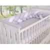 Geflochtene Bettschlange für Babybett - weiß - grau 180 cm