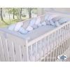 Bettumrandung Zopf für Babybett - weiß-grau-blue Magic Loop