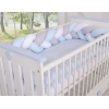 Bettumrandung Zopf für Babybett - weiß-grau-blue Magic Loop