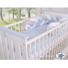 Bettumrandung Zopf für Babybett - weiß-grau-blue Magic Loop