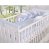 Bettumrandung Zopf für Babybett - weiß-grau-blue Magic Loop