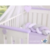 Geflochtene Bettschlange für Babybett - weiß - grau - lila 1.8m