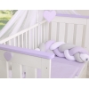 Geflochtene Bettschlange für Babybett - weiß - grau - lila 1.8m