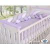 Geflochtene Bettschlange für Babybett - weiß - grau - lila 1.8m