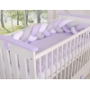 Geflochtene Bettschlange für Babybett - weiß - grau - lila 1.8m