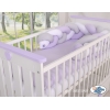 Geflochtene Bettschlange für Babybett - weiß - grau - lila 1.8m