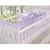 Geflochtene Bettschlange für Babybett - weiß - grau - lila 1.8m