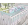 Geflochtene Bettschlange Zopfschlange für Babybett - weiß - grau-minze