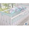 Geflochtene Bettschlange Zopfschlange für Babybett - weiß - grau-minze