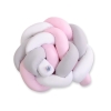 Geflochtene Bettschlange für Babybett - weiß-grau-pink My Sweet Baby